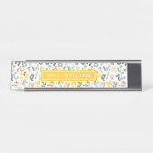 Porte-nom Pour Bureau Nom de l'enseignant personnalisé Cute Dino Alphabe (Devant)