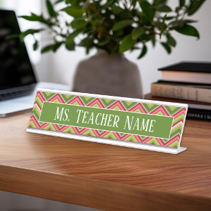 Porte-nom Pour Bureau Nom de l'enseignant personnalisé et Motif à la mod
