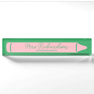 Porte-nom Pour Bureau Nom de l'enseignant personnalisé Grade Pencil mode