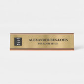Porte-nom Pour Bureau Nom de l'entreprise Logo Gold Black Elegant Person (Devant)
