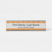 Porte-nom Pour Bureau Nom et position Sans Serif Police Gris Orange (Devant)
