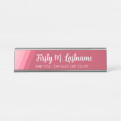 Porte-nom Pour Bureau Nom et titre Calligraphie - Retro Stripes Rose (Devant)