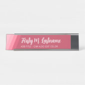 Porte-nom Pour Bureau Nom et titre Calligraphie - Retro Stripes Rose (Devant)