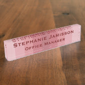 Porte-nom Pour Bureau Nom et titre de la bande rose acrylique (Taille)