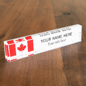 Porte-nom Pour Bureau Nom et titre personnalisés Drapeau canadien (Taille)
