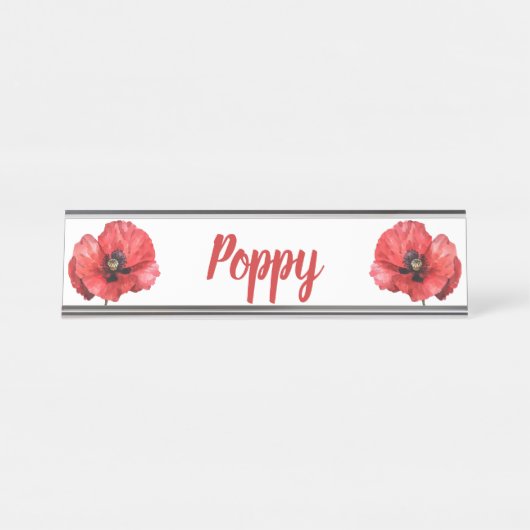 Porte-nom Pour Bureau Nom floral classique du pavot (Devant)