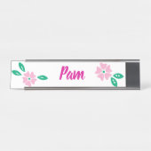 Porte-nom Pour Bureau Nom floral rose moderne (Devant)