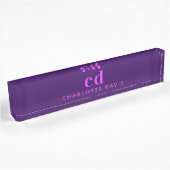 Porte-nom Pour Bureau Nom initial du monogramme rose pourpre