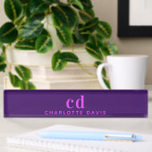 Porte-nom Pour Bureau Nom initial du monogramme rose pourpre