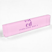Porte-nom Pour Bureau Nom initial du monogramme rose violet