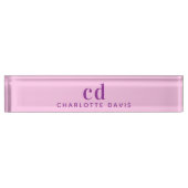 Porte-nom Pour Bureau Nom initial du monogramme rose violet (Devant)