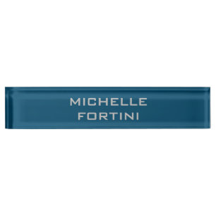 Porte-nom Pour Bureau Nom lisible moderne bleu océan clair