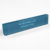 Porte-nom Pour Bureau Nom lisible moderne Plain Ocean & Sky Blue