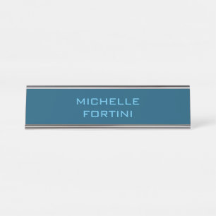 Porte-nom Pour Bureau Nom lisible moderne Plain Ocean & Sky Blue