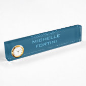 Porte-nom Pour Bureau Nom lisible moderne Plain Ocean & Sky Blue