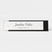 Porte-nom Pour Bureau Nom manuscrit Script Marbre blanc moderne (Devant)