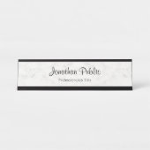 Porte-nom Pour Bureau Nom manuscrit Script Marbre blanc moderne (Devant)