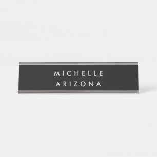 Porte-nom Pour Bureau Nom moderne minimaliste noir blanc
