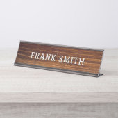 Porte-nom Pour Bureau Nom moderne Rustic Wood Photo (Devant)