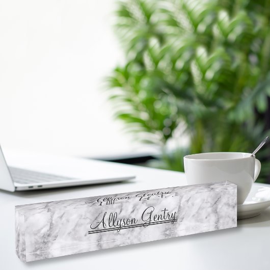 Porte-nom Pour Bureau Nom Monogramme Classé Sur Le Marbre