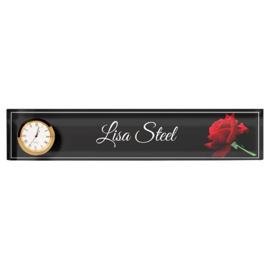 Porte-nom Pour Bureau Nom personnalisé Code du bureau d'horloge (Devant)