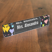 Porte-nom Pour Bureau Nom personnalisé + Motif Coeurs amusants, amoureux (Taille)