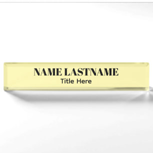 Porte-nom Pour Bureau Nom personnalisé noir et jaune élégant