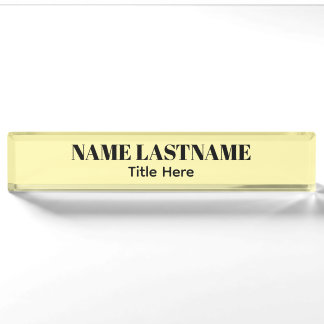 Porte-nom Pour Bureau Nom personnalisé noir et jaune élégant