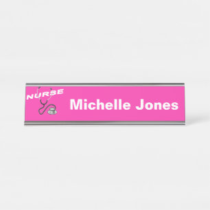 Porte-nom Pour Bureau Nom personnalisé PINK Infirmière