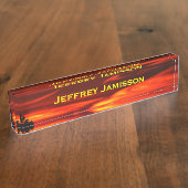 Porte-nom Pour Bureau Nom personnalisé Red Sky Acrylique (Taille)