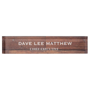 Porte-nom Pour Bureau Nom personnalisé Rustique Motif en bois Brown