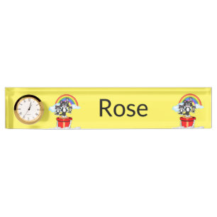 Porte-nom Pour Bureau Nom Plate Chats Jaunes Feline Arc en ciel