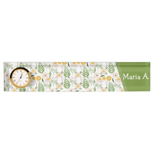 Porte-nom Pour Bureau Nom Plate Floral Monogramme (Devant)