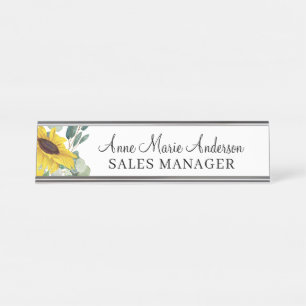 Porte-nom Pour Bureau Nom professionnel floral élégant
