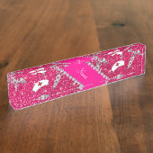 Porte-nom Pour Bureau Nom rose rose parties scintillant infirmière casqu (Taille)