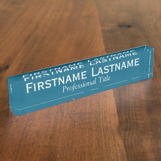 Porte-nom Pour Bureau Nom turquoise bleu et blanc et titre professionnel (Taille)