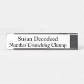 Porte-nom Pour Bureau Nombre Crunching Champ Funny Comptable Blanc (Devant)