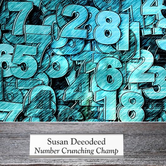 Porte-nom Pour Bureau Nombre Crunching Champ Funny Comptable Blanc