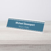 Porte-nom Pour Bureau Notaire bleu minimaliste professionnel (Devant)