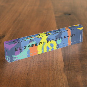 Porte-nom Pour Bureau Notes de musique Abstrait brillant Treble Clef