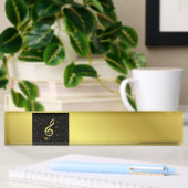 Porte-nom Pour Bureau notes de musique dorées