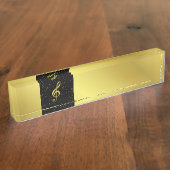Porte-nom Pour Bureau notes de musique dorées (Taille)