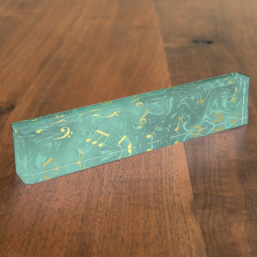 Porte-nom Pour Bureau notes de musique dorées dans l'essence (Taille)