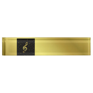 Porte-nom Pour Bureau notes de musique or
