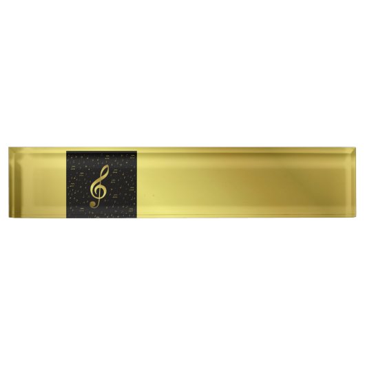 Porte-nom Pour Bureau notes de musique or (Devant)