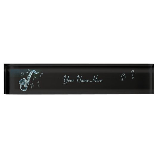 Porte-nom Pour Bureau Notes de saxophone et de musique (Devant)