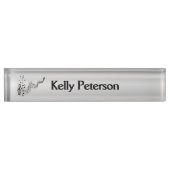 Porte-nom Pour Bureau Notes musicales sur Argent (Devant)