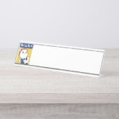 Porte-nom Pour Bureau Nous Pouvons Le Faire ! Chat blanc Rosie le Rivete (Devant)