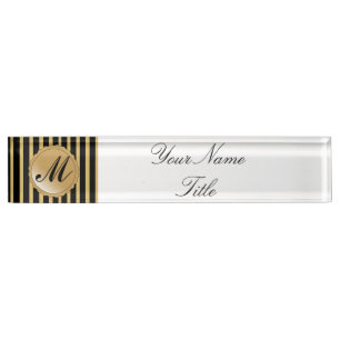 Porte-nom Pour Bureau Numéro de bureau Nom personnalisé Gold Black Strip