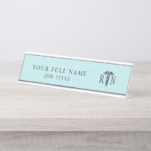 Porte-nom Pour Bureau Nurse RN Turquoise Bleu Médicale Caduceus (Devant)